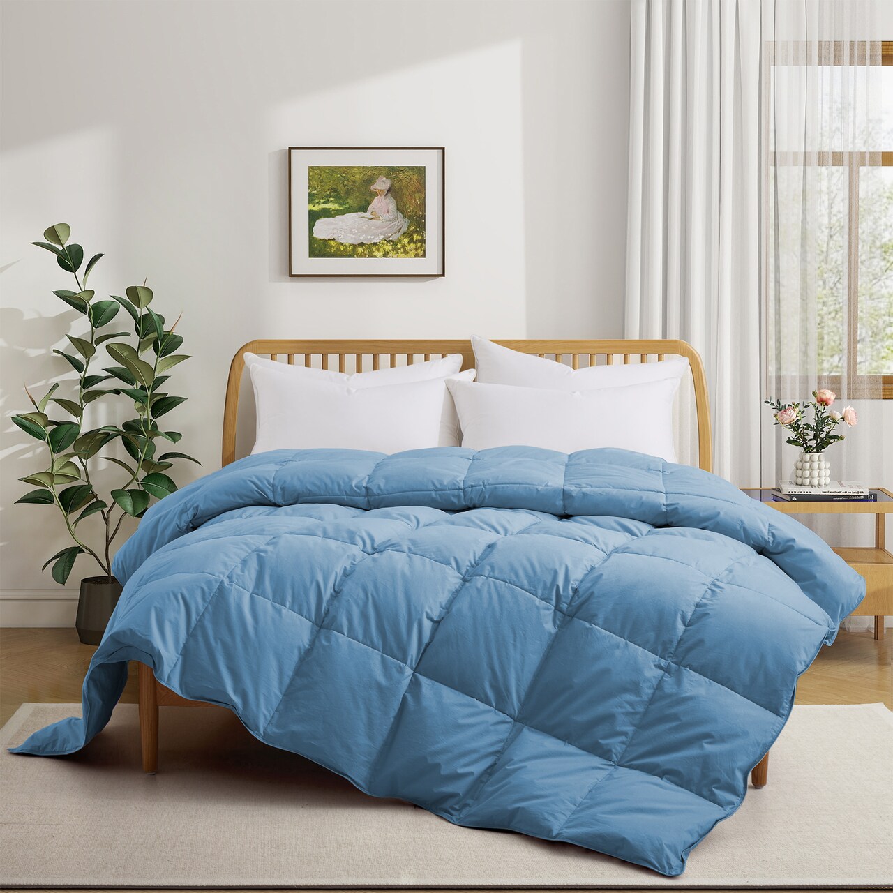 Puredown Organic Cotton Luxury All-Season Goose Down Comforter With Fluffy Softness